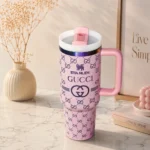 كوب حراري أنيق (GUCCI) بمقبض وغطاء، سعة 1.18 لتر