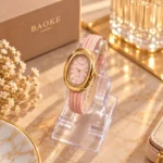 ساعة BAOKE نسائية بسوار جلد وردي